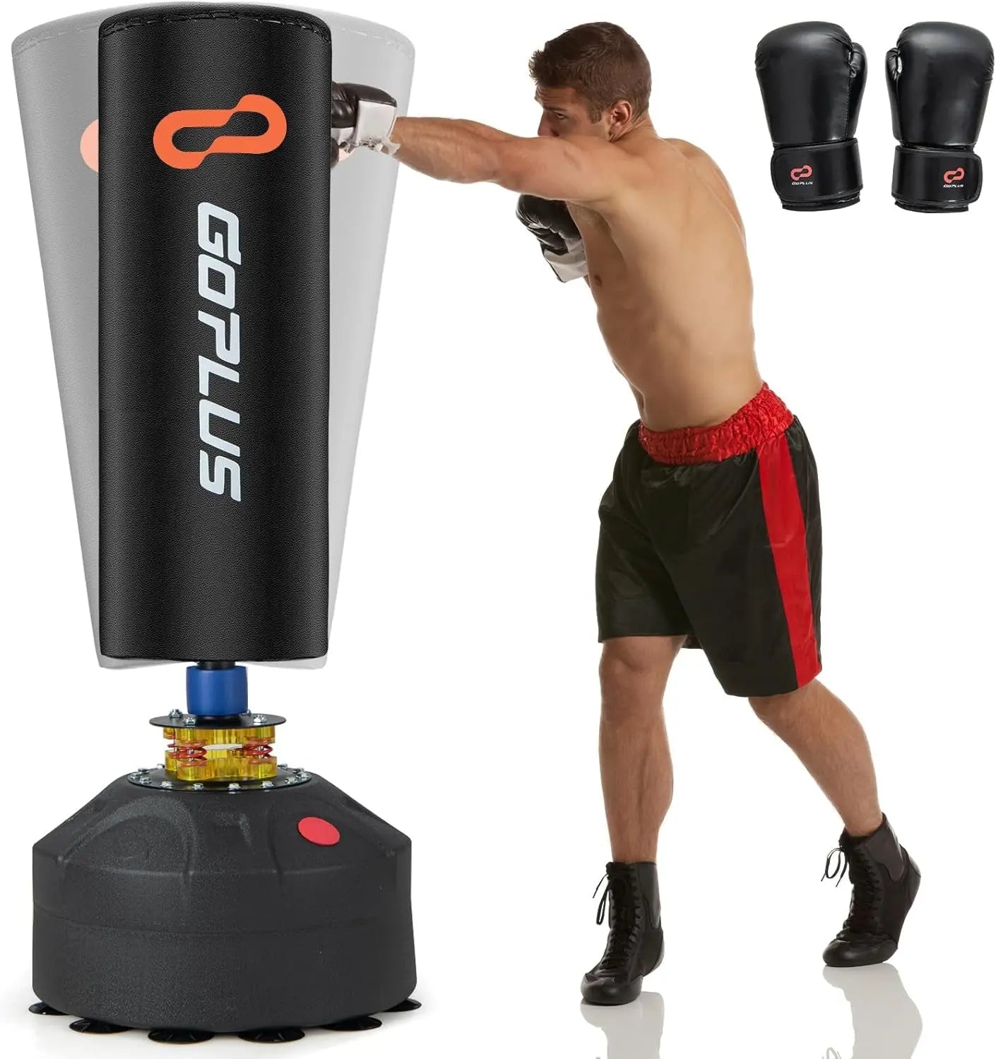 Freestanding Punching Bag, 220LBS Heavy Boxing Bag with Gloves, Shock Absorber, 12 Suction Cup Base, Kickboxing Bag with Stand for Adults Youth Men Women Home Gym