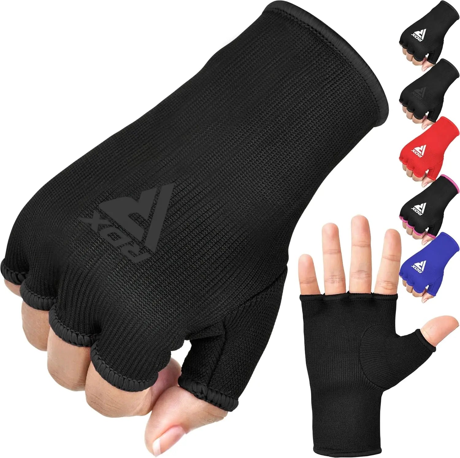 Boxing Hand Wraps Inner Gloves for Punching - Half Finger Elasticated Bandages under Mitts Fist Protection - Great for MMA, Kickboxing, Martial Arts Training & Combat Sports