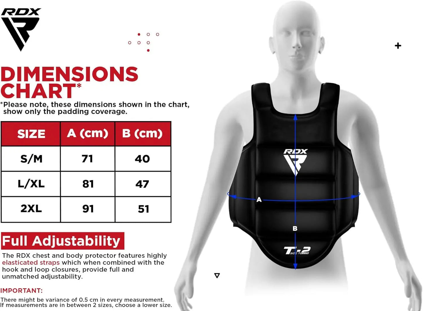 Boxing Body Protector Reversible, Kickboxing MMA Muay Thai Chest Guard, Sparring Training Heavy Punching, Adjustable Strike Shield, Martial Arts Upper Belly Ribs Protection Pad, Taekwondo TKD Vest