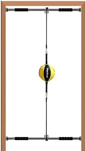 Double End Bag Boxing Ball, Leather Speed Bag Doorway Mount, Double End Adults Kids Punching Bag/Striking Bag with Pull Bar & Rope, Gym Workout Room Training Dodge Ball The Champ Gear