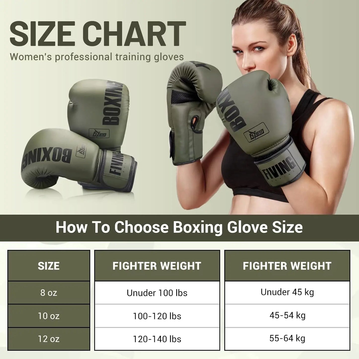 Pro Style Boxing Gloves for Women, PU Leather, Training Muay Thai,Sparring,Fighting Kickboxing,Adult Heavy Punching Bag Gloves Mitts Focus Pad Workout for Ladies