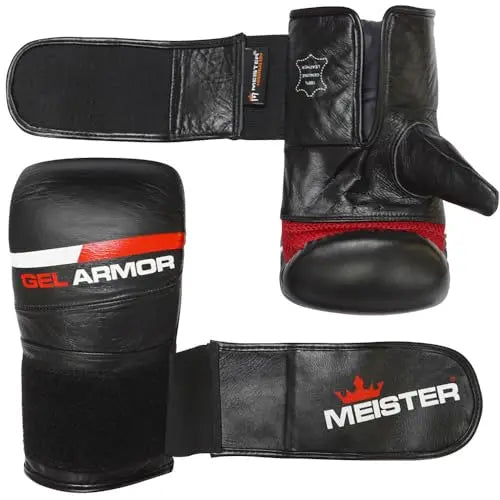 Meister Gel Armor Full-Grain Cowhide Leather Bag Mitts w/Wrist Support (12oz - 16oz) - The Champ Gear