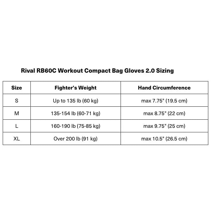 RIVAL Boxing RB60C 2.0 Bag Gloves - The Champ Gear