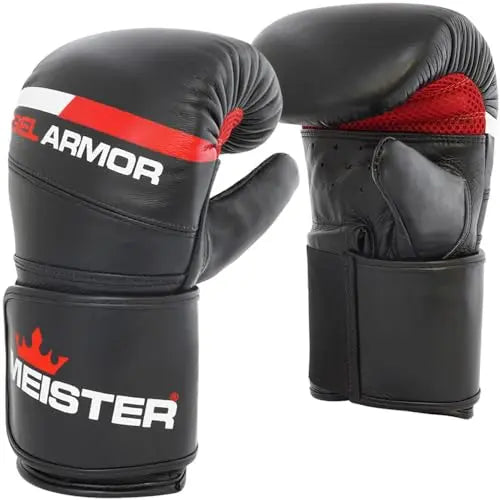 Meister Gel Armor Full-Grain Cowhide Leather Bag Mitts w/Wrist Support (12oz - 16oz) - The Champ Gear