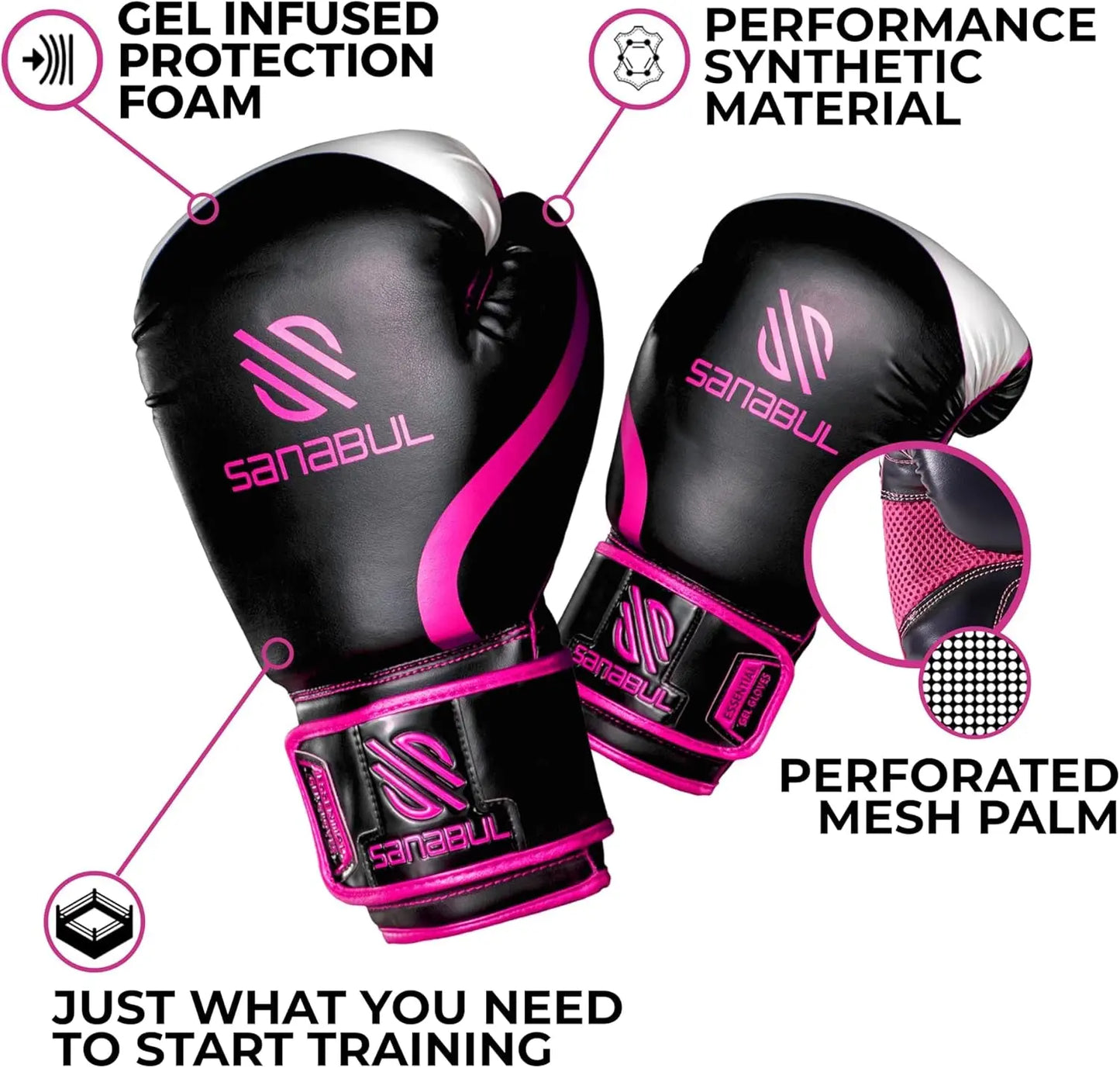 Essential Gel Boxing Gloves Kickboxing Gloves for Men & Women Boxing Training & Sparring Gloves Muay Thai and Heavy Bag Training