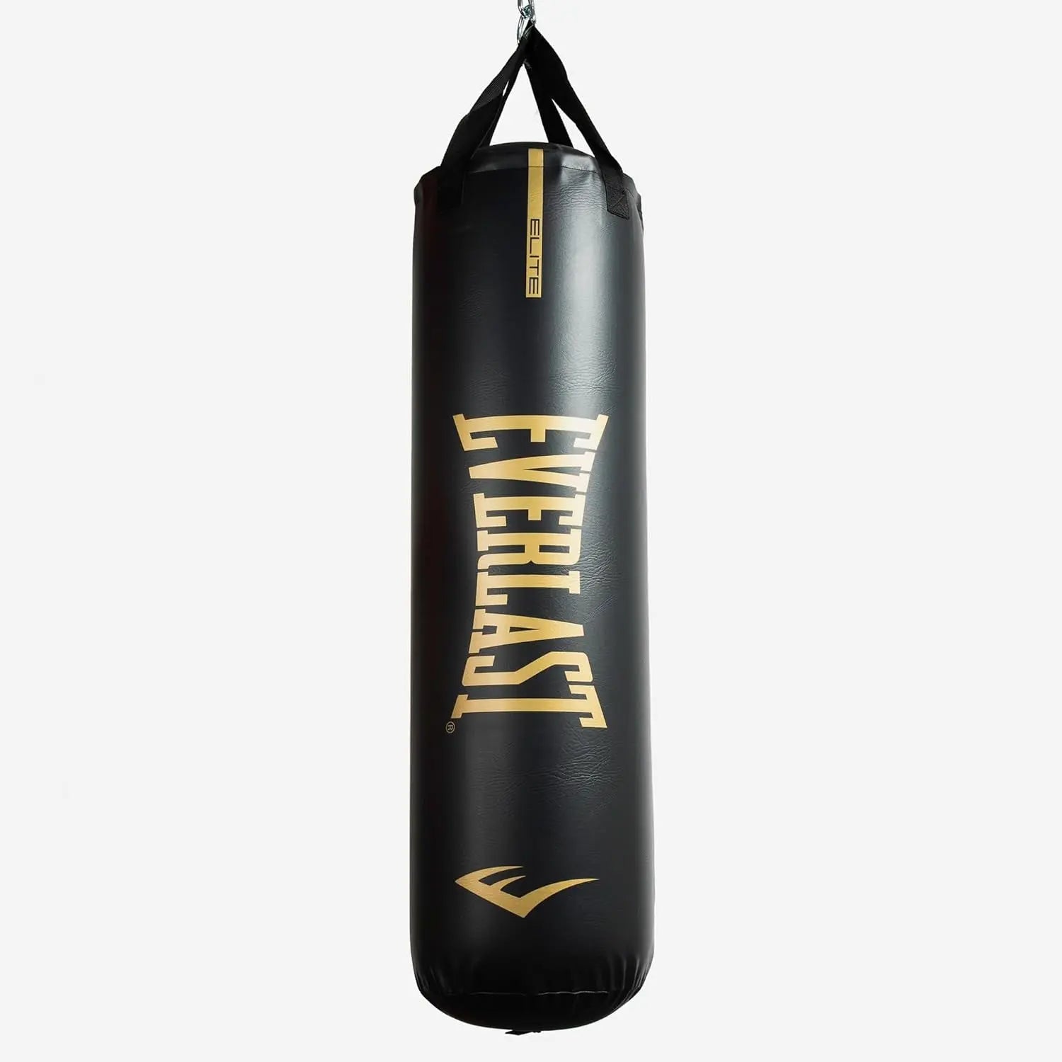 Elite Nevatear Heavy Bag - Dual-Hanging Strap System, Foam & Sand-Filled, Reinforced Straps - Ideal for Training, Boxing, Fight Sports, Fitness, Home Gym - 100LB - Black/Gold