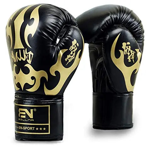 Boxing Gloves Professional Muay Thai Kick Boxing Leather Sparring Workout Supplies MMA Match Kickboxing Training Fighting Sandbag Mitts Youth Adult for Men & Women,Black,12oz The Champ Gear