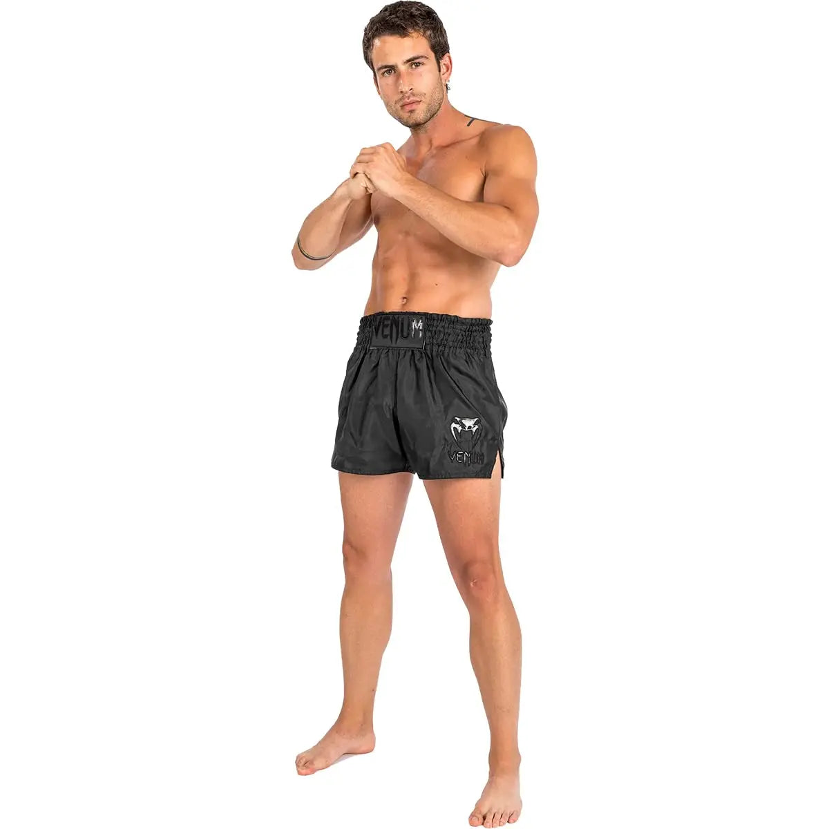 Venum mens Classic Muay Thai Shorts - Black/Black The Champ Gear