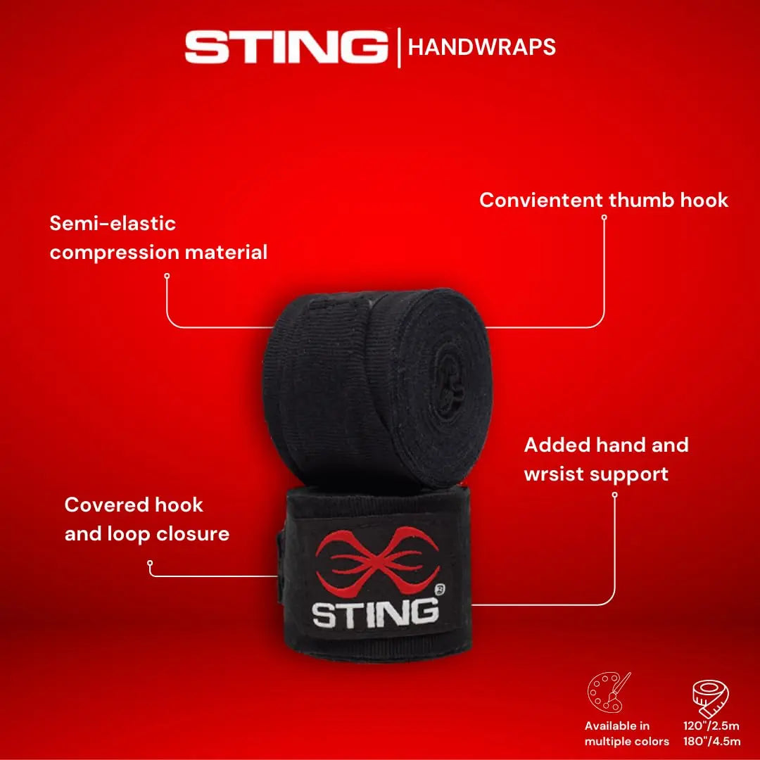 STING Elasticized Boxing Hand Wraps, Boxing Equipment for Professional Competition and Training The Champ Gear