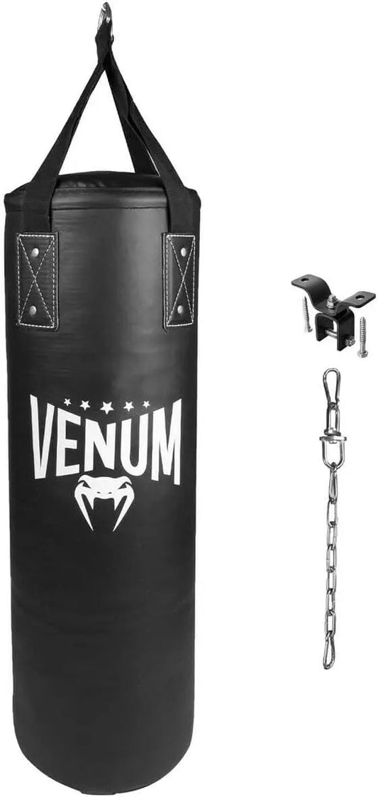 Venum Origins Punching Bag - Black/White (Ceiling Mount Included) The Champ Gear