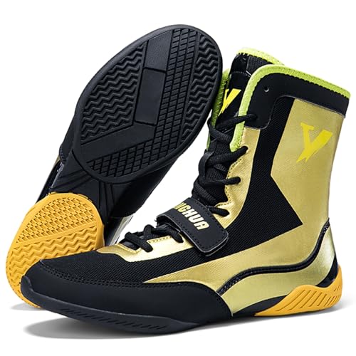 NGARY Breathable Boxing Shoes for Mens Wrestling Trainers Non-Slip Fitness Boxing Boots Suitable Martial Arts,Muay Thai,Fitness The Champ Gear