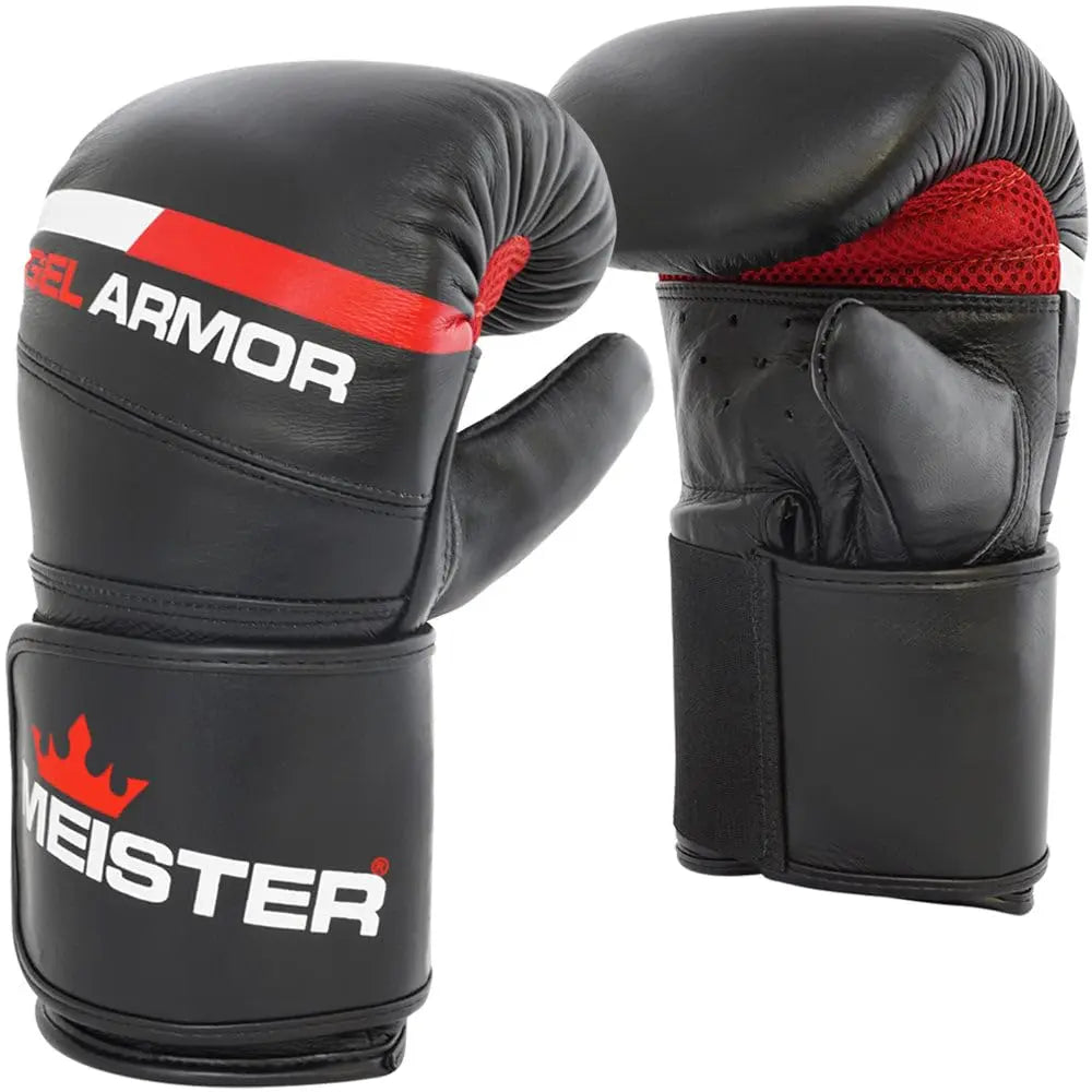 Meister Gel Armor Full-Grain Cowhide Leather Bag Mitts w/Wrist Support (12oz - 16oz) - The Champ Gear