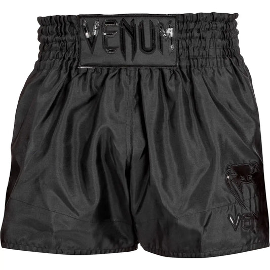 Venum mens Classic Muay Thai Shorts - Black/Black The Champ Gear