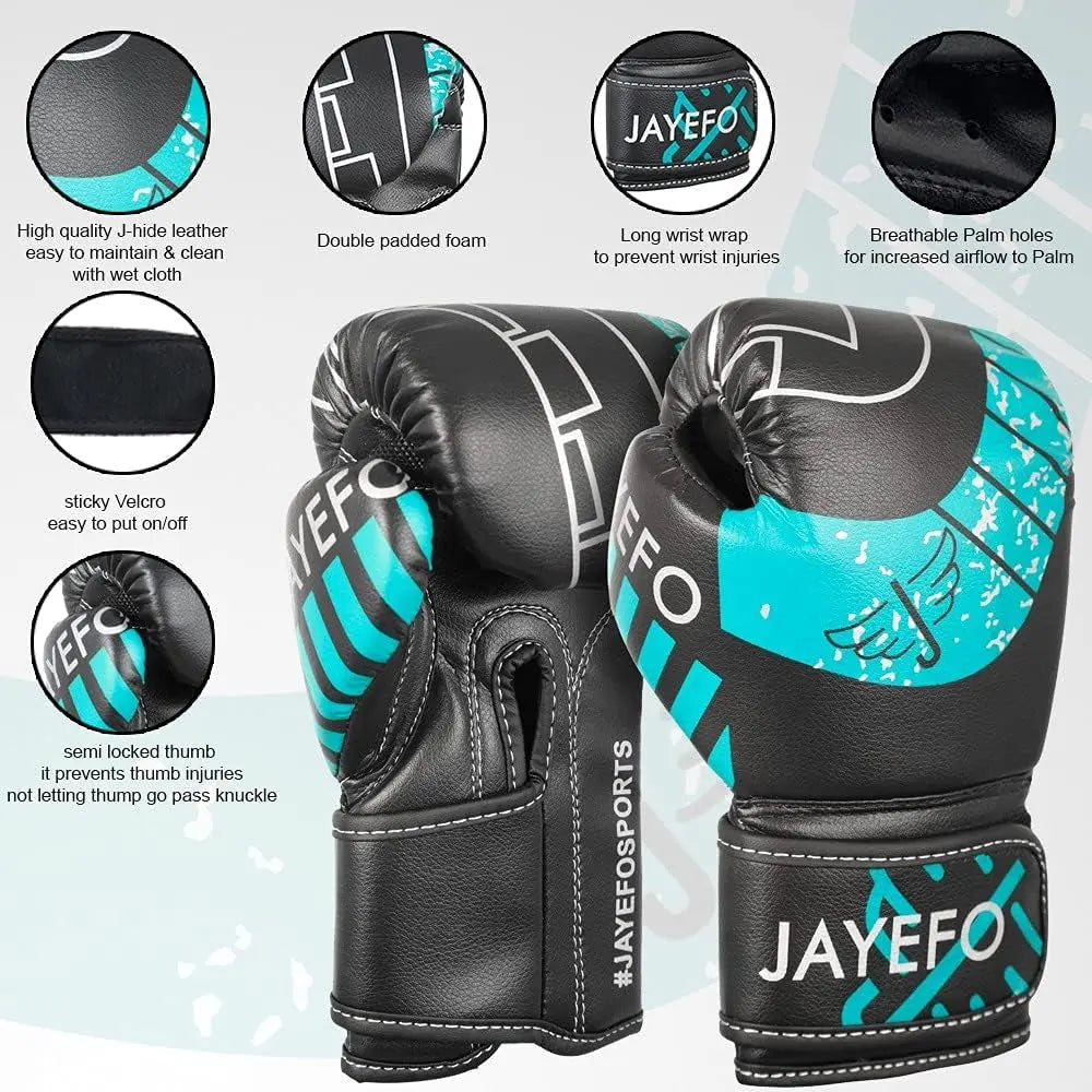 Boxing Gloves for Kids & Children - Youth Boxing Gloves for Boxing, Kick Boxing, Muay Thai and MMA - Beginners Heavy Bag Gloves for Heavy Boxing Punching Bag - 4 and 6 Oz - Black