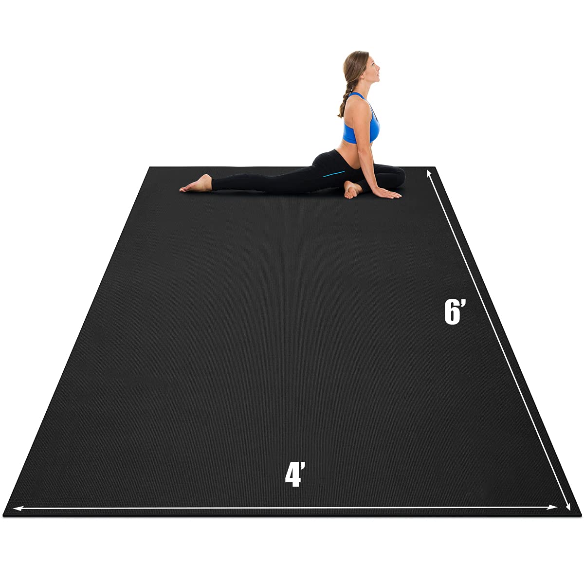 Goplus Large Yoga Mat, 7' x 5' x 8mm and 6' x 4' x 8mm with Straps, Eco Friendly Extra Thick Non Slip Barefoot Fitness Exercise Mat for Home Gym Floor Cardio Workout The Champ Gear