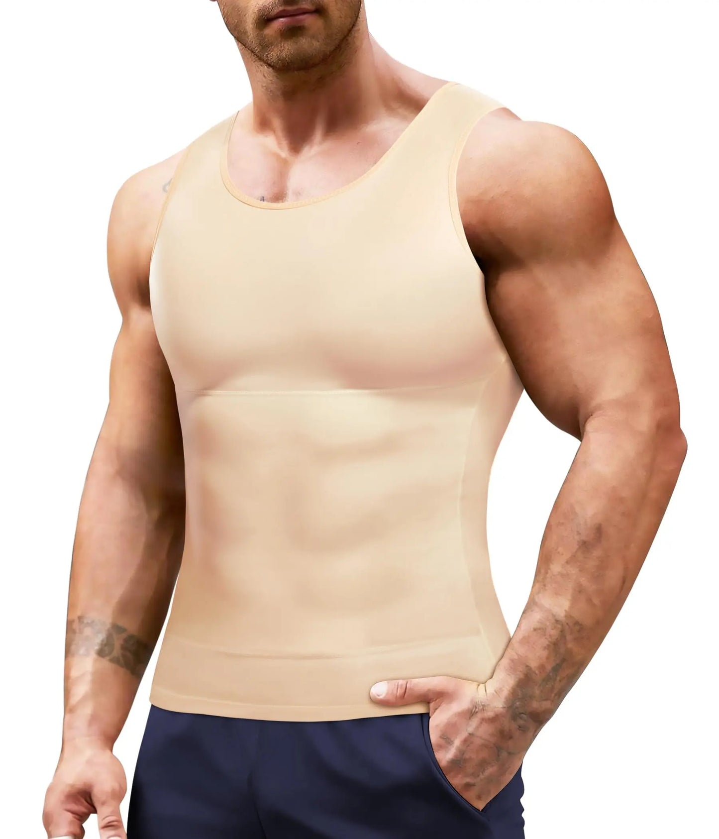 Gotoly Men Compression Shirt Slimming Shapewear Undershirt Body Shaper Vest Abs Workout Hide Chest Tank Top The Champ Gear