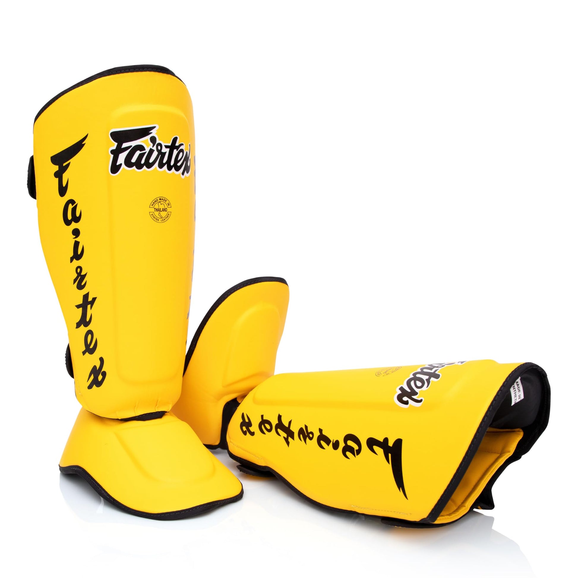 Fairtex SP7 Muay Thai Shin Guards for Men, Women, Kids | Shin Guards Made with Syntek Leather & are Premium, Lightweight & Durable | Detachable shin & Foot Protector The Champ Gear