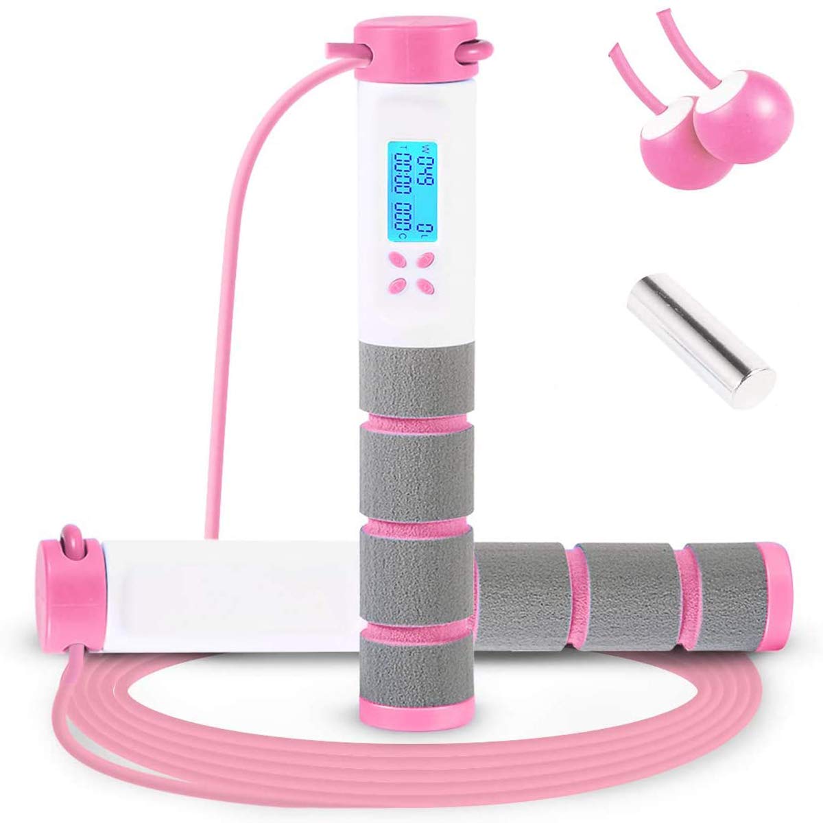 Jump Rope, Digital Weighted Handle Workout Jumping Rope with Calorie Counter for Training Fitness, Adjustable Exercise Speed Skipping Rope for Men, Women, Kids, Girls The Champ Gear