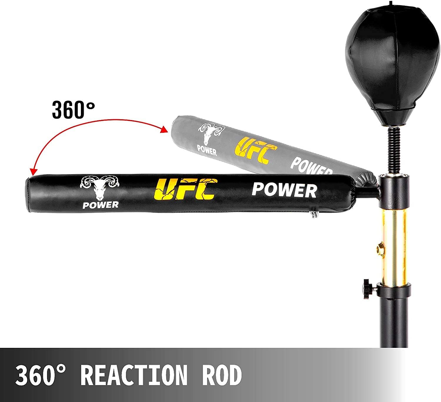 VEVOR Boxing Speed Trainer, Punching Bag Spinning Bar, Training Boxing Ball with Reflex Bar & Gloves, Solid Speed Punching Bag Free Standing, Adjustable Height, for Adult&Kid, with A Ball The Champ Gear