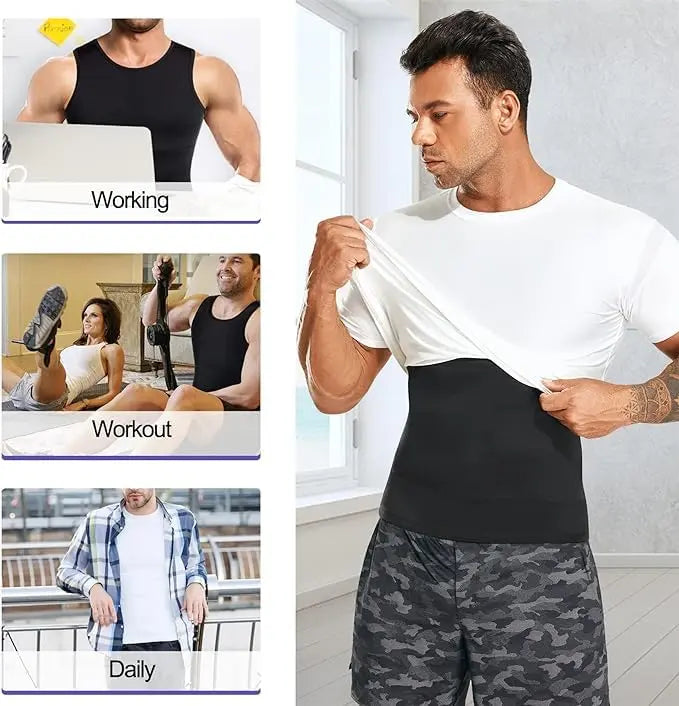 Gotoly Men Compression Shirt Slimming Shapewear Undershirt Body Shaper Vest Abs Workout Hide Chest Tank Top The Champ Gear