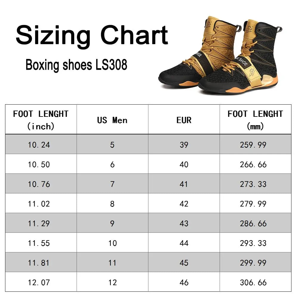 Boxing Shoes for Men High Top Gym Shoes Fighting Sports Training Footwear LS308 The Champ Gear