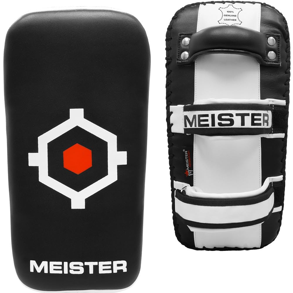 Meister XP2 Professional Curved Thai Pads for Kickboxing & MMA - X-Thick Cowhide Leather The Champ Gear