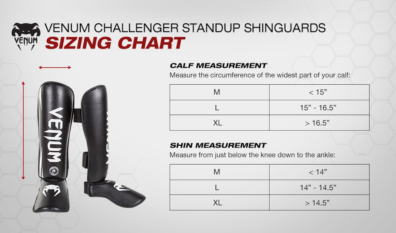 Venum 0773-L Challenger Standup Shinguards, Black The Champ Gear