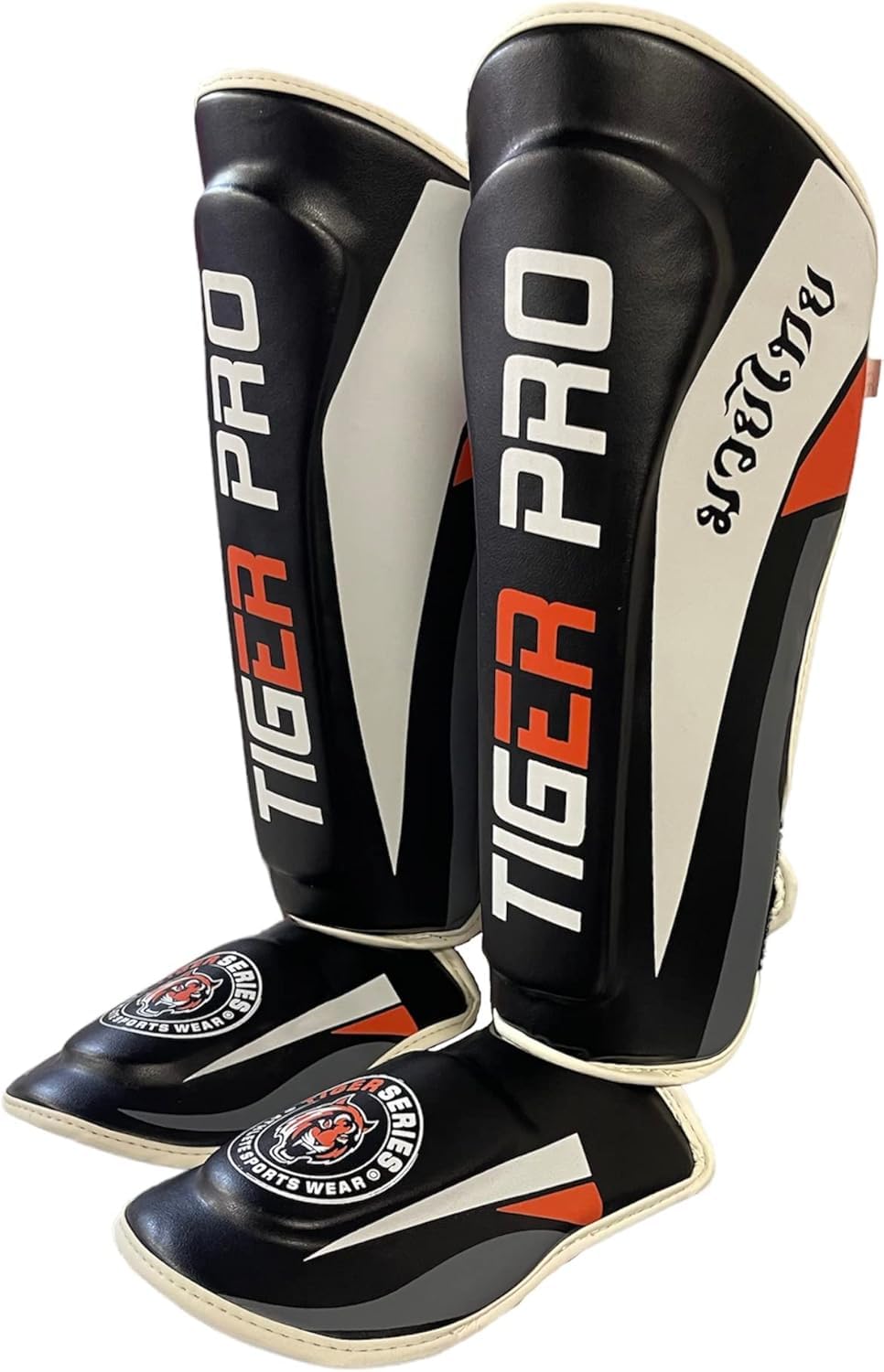 Tiger Pro Shin Guards Muay Thai, Kickboxing, Leg Instep Protection Pads, MMA Martial Arts, Kicking, Sparring, Training Gear, Karate, Boxing, Taekwondo - Unisex The Champ Gear