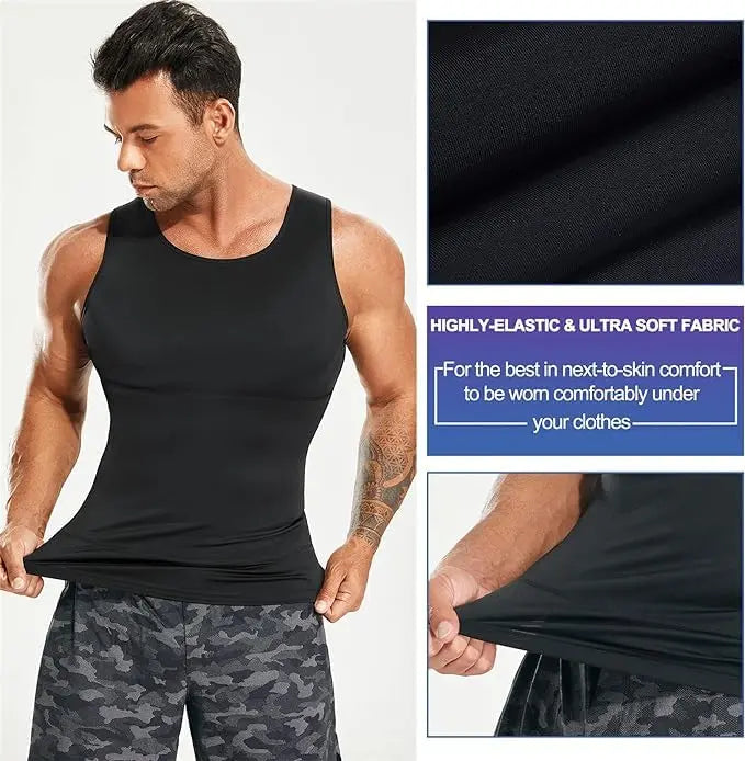 Gotoly Men Compression Shirt Slimming Shapewear Undershirt Body Shaper Vest Abs Workout Hide Chest Tank Top The Champ Gear