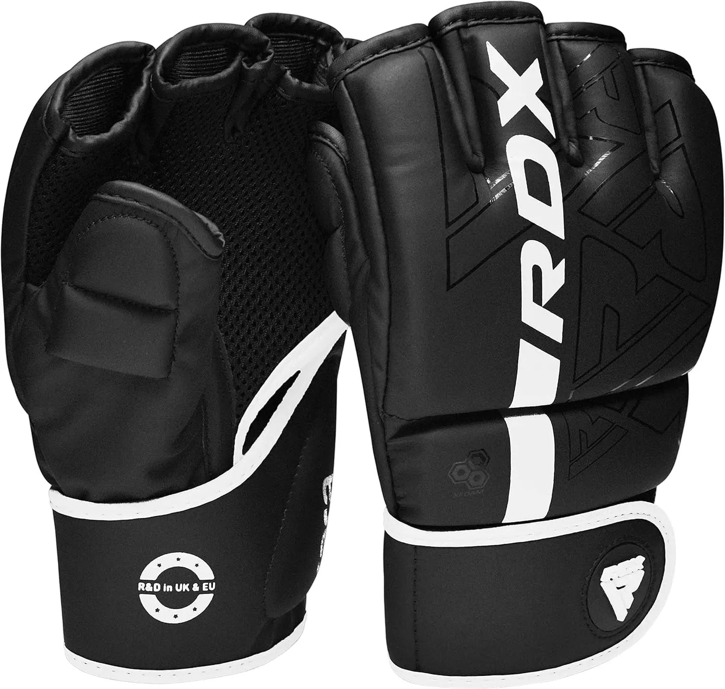 MMA Gloves Grappling Sparring, Pre-Curved Martial Arts Mitts, Ventilated Palm, Maya Hide Leather Kara Cage Fighting Gloves, Combat Sports Training, Muay Thai, Punching Bag and Kickboxing