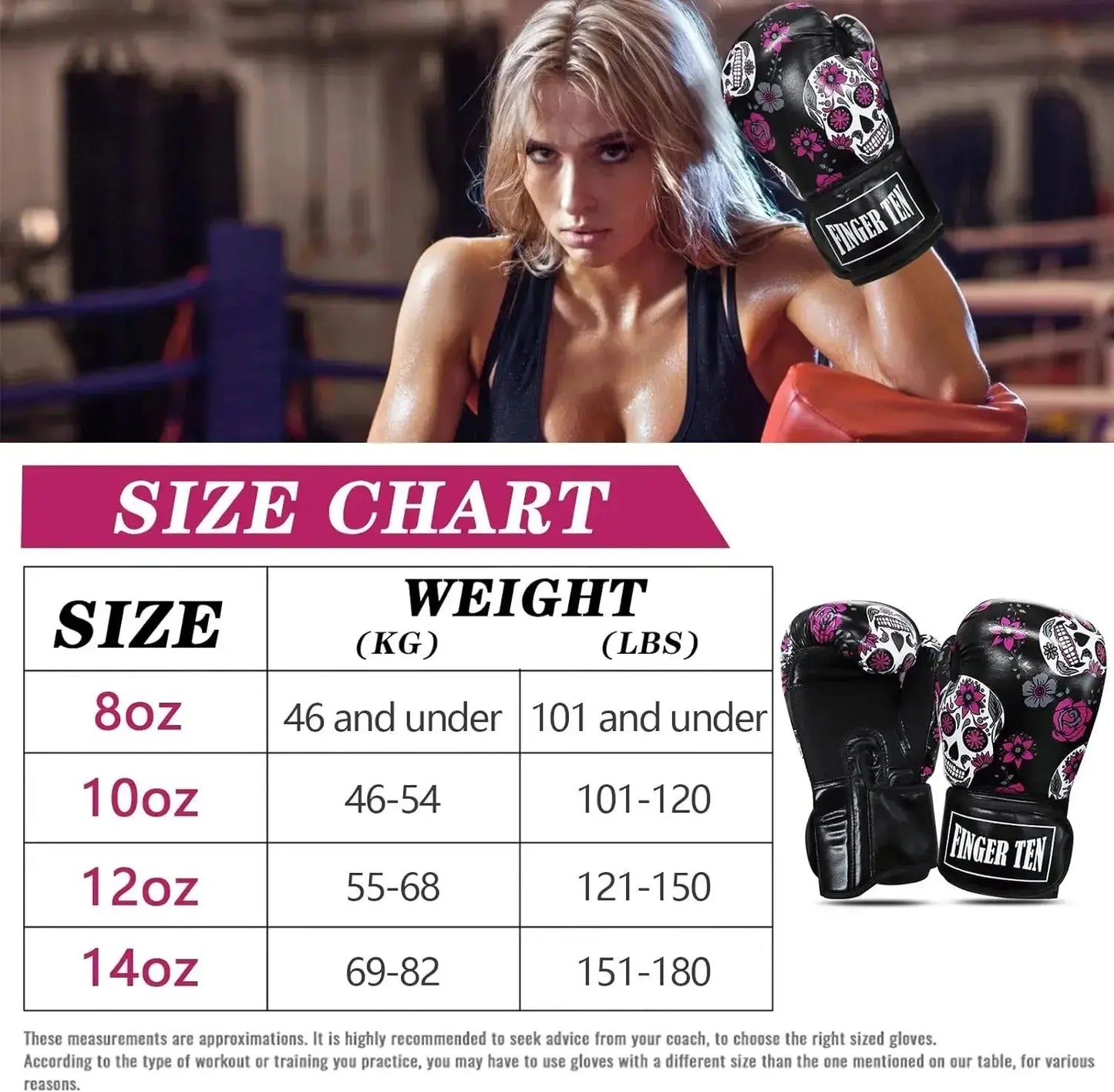 Boxing Gloves Women Punching Sparring Kickboxing MMA Training 1 Pair,Heavy Bag Glove for Boxing Punching Bag 8 10 12 14 OZ