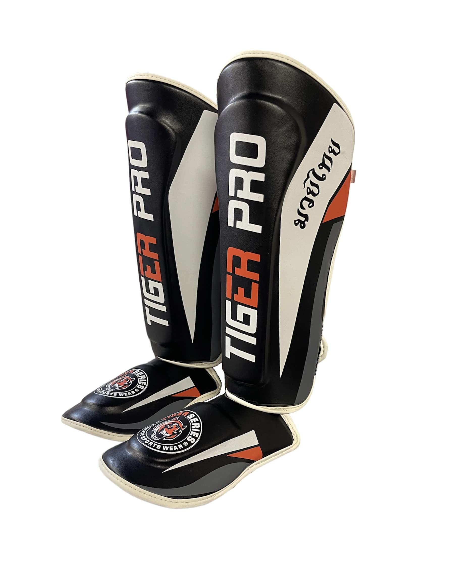 Tiger Pro Shin Guards Muay Thai, Kickboxing, Leg Instep Protection Pads, MMA Martial Arts, Kicking, Sparring, Training Gear, Karate, Boxing, Taekwondo - Unisex The Champ Gear