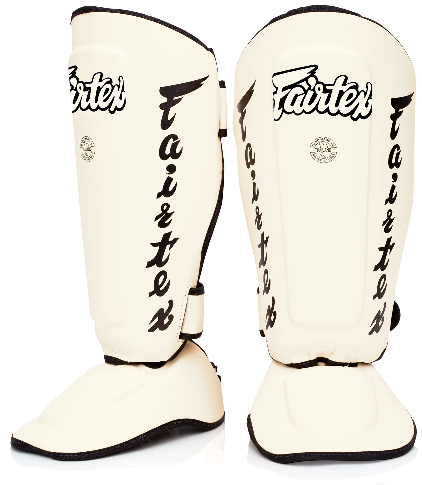 Fairtex SP7 Muay Thai Shin Guards for Men, Women, Kids | Shin Guards Made with Syntek Leather & are Premium, Lightweight & Durable | Detachable shin & Foot Protector The Champ Gear