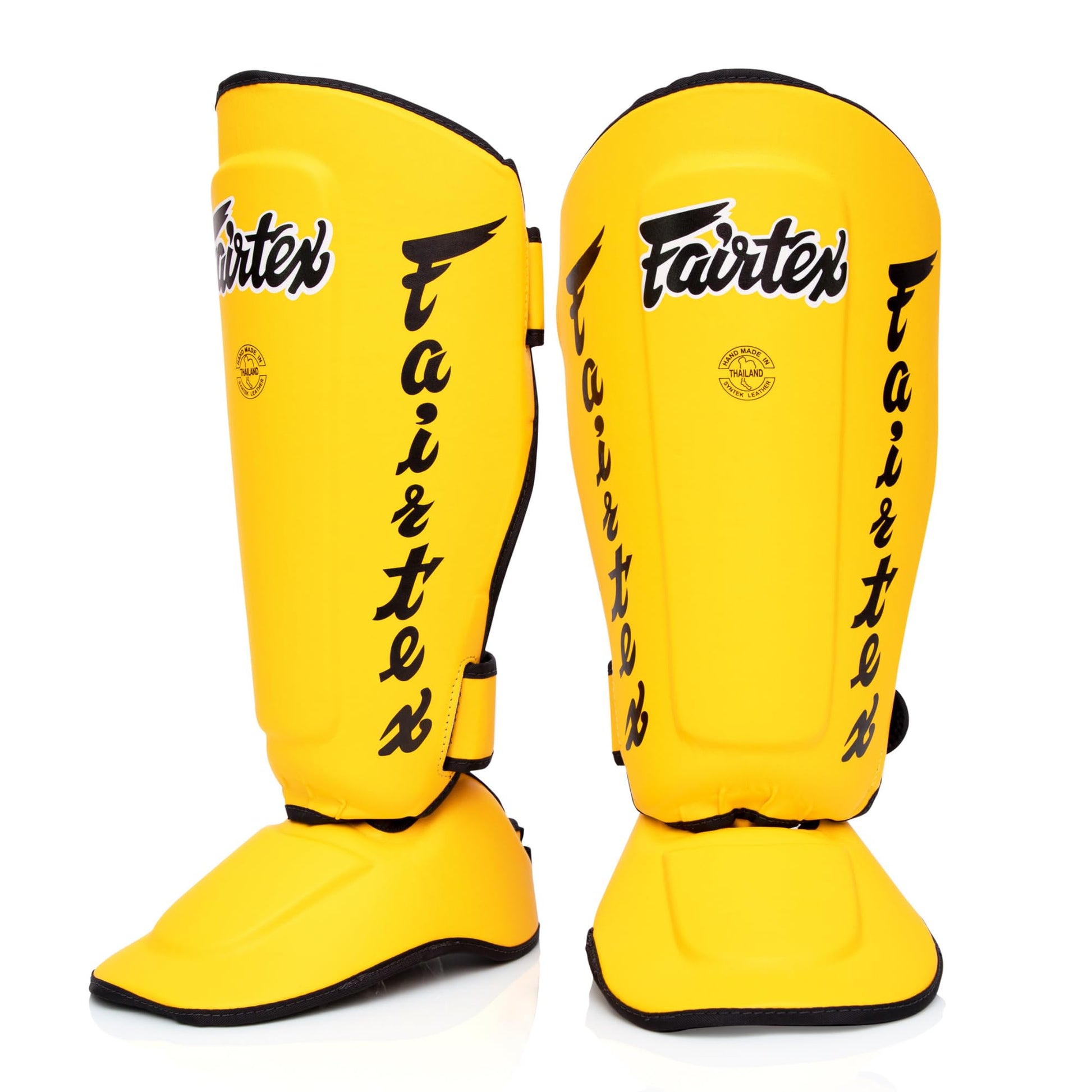 Fairtex SP7 Muay Thai Shin Guards for Men, Women, Kids | Shin Guards Made with Syntek Leather & are Premium, Lightweight & Durable | Detachable shin & Foot Protector The Champ Gear