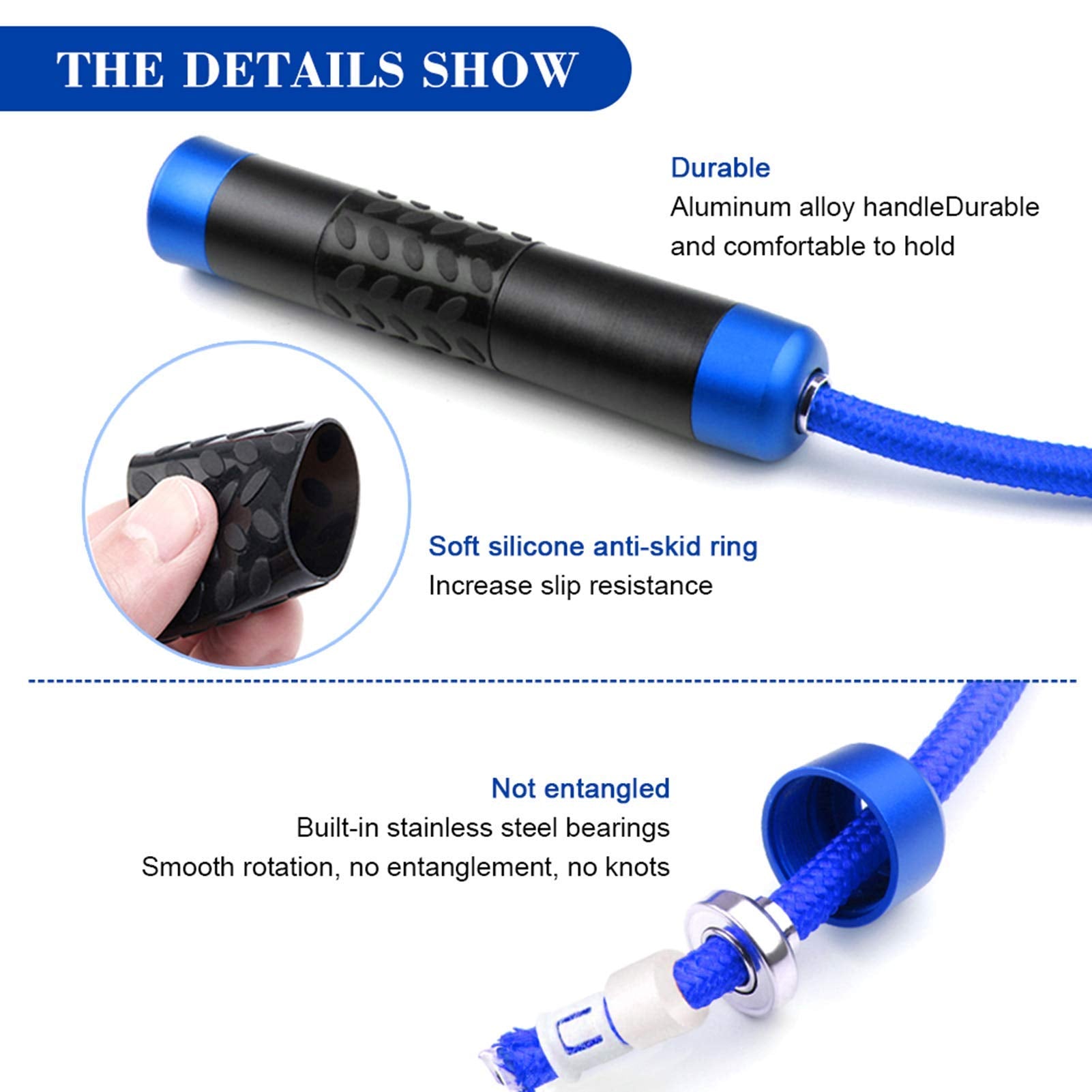 Redify Weighted Jump Rope for Workout Fitness(1LB), Tangle-Free Ball Bearing Rapid Speed Skipping Rope for MMA Boxing Weight-loss,Aluminum Handle Adjustable Length 9MM Fabric Cotton+9MM Solid PVC Rope The Champ Gear