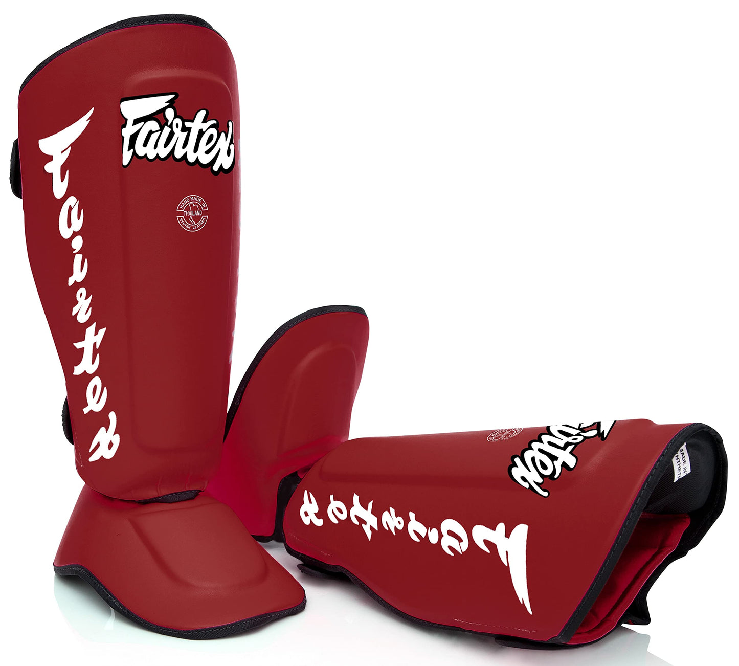 Fairtex SP7 Muay Thai Shin Guards for Men, Women, Kids | Shin Guards Made with Syntek Leather & are Premium, Lightweight & Durable | Detachable shin & Foot Protector The Champ Gear