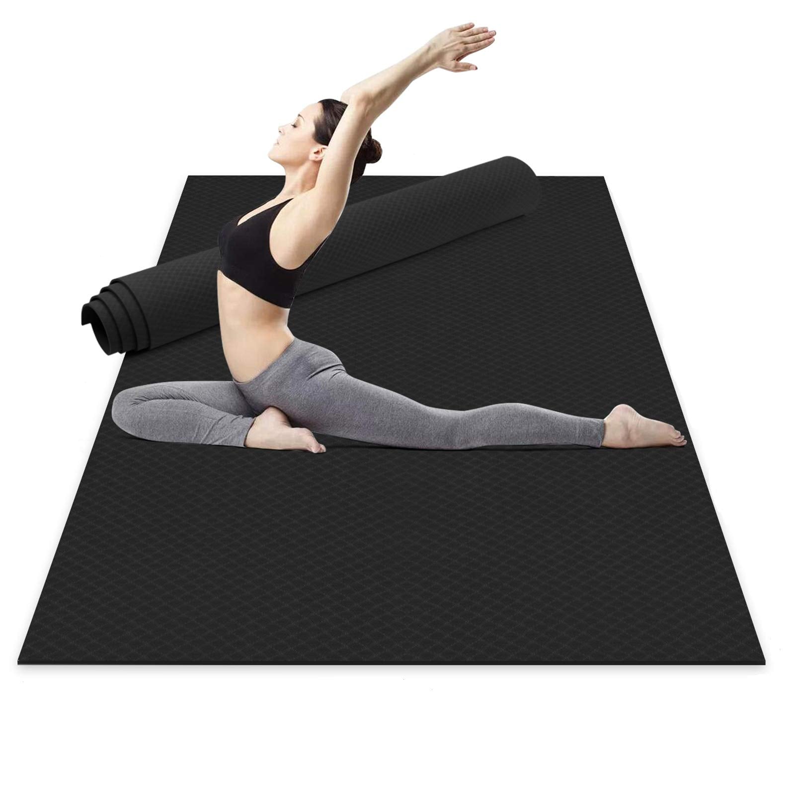 Odoland Large Exercise Mat 72'' x 48'' (6'x4') x6mm for Pilates Stretching Workout Mats for Home Gym Flooring, Extra Thick Non Slip Eco Friendly Yoga Mat with Carry Strap The Champ Gear