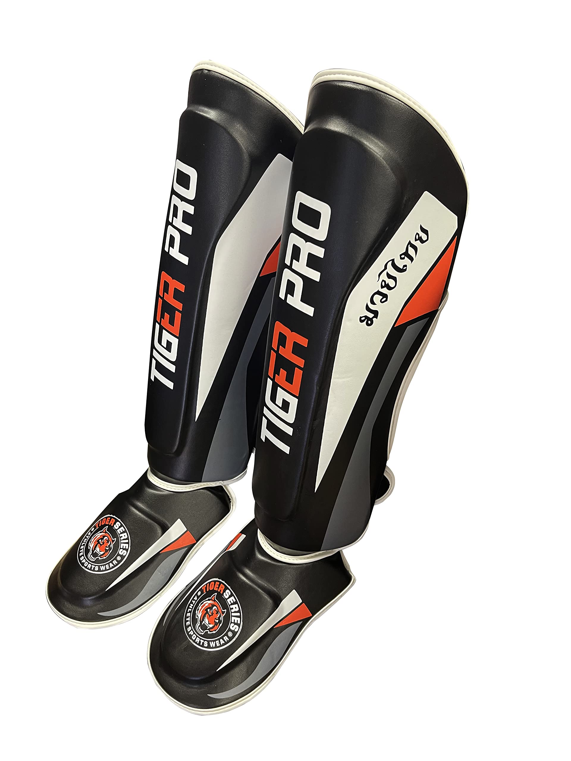 Tiger Pro Shin Guards Muay Thai, Kickboxing, Leg Instep Protection Pads, MMA Martial Arts, Kicking, Sparring, Training Gear, Karate, Boxing, Taekwondo - Unisex The Champ Gear