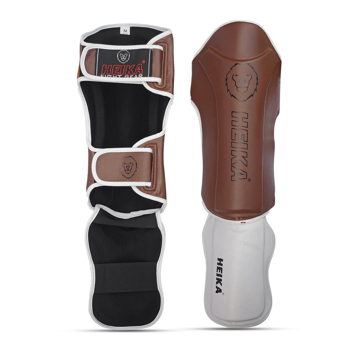 Heika Shin Guards, Kickboxing Muay Thai for MMA Martial Arts, Shin Pads for Kicking, Sparring, Training Premium Cowhide Leather Protection Pads, Taekwondo, BJJ Karate Boxing The Champ Gear