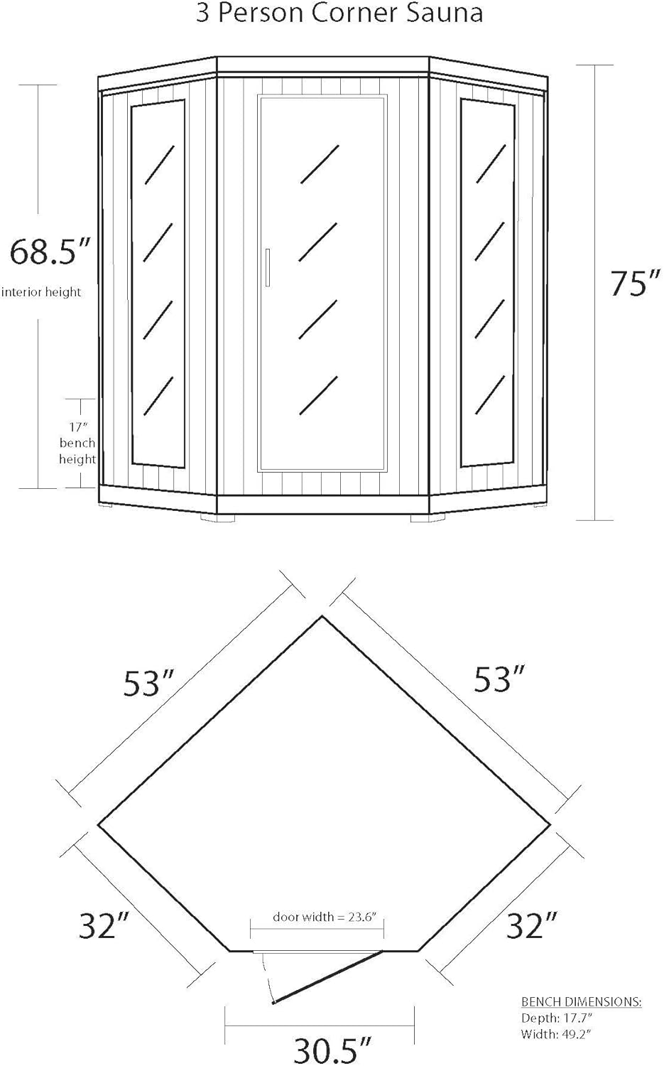 Radiant Saunas BSA2412 3-Person Hemlock Infrared Sauna with 7 Carbon Corner Heaters The Champ Gear