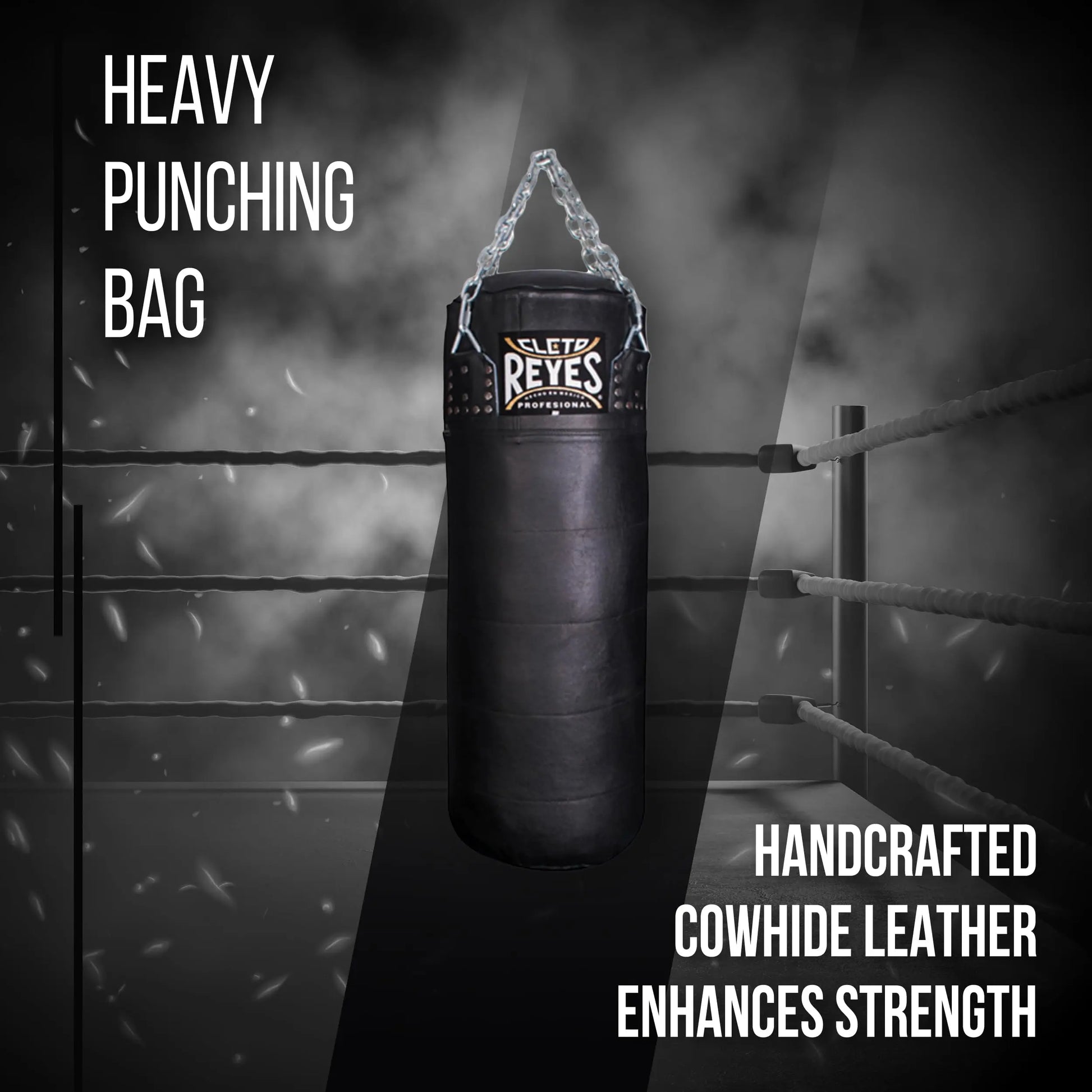 Cleto Reyes Heavy Punching Bag for Adults Boxing Training Equipment, MMA, Kickboxing, Muay Thai, Cowhide Leather, Black The Champ Gear