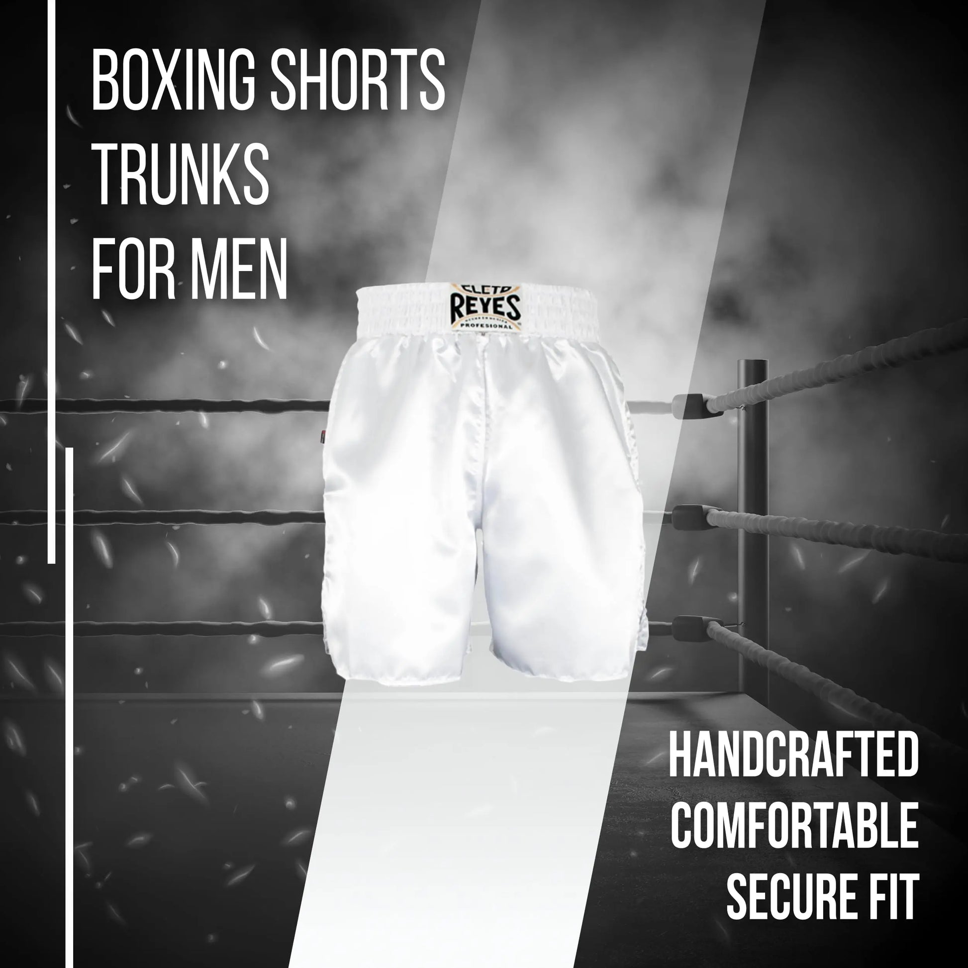 CLETO REYES Boxing Shorts Trunks for Men, Training Uniform, Professional Competition Fitness Clothes, Fight Apparel, Satin The Champ Gear