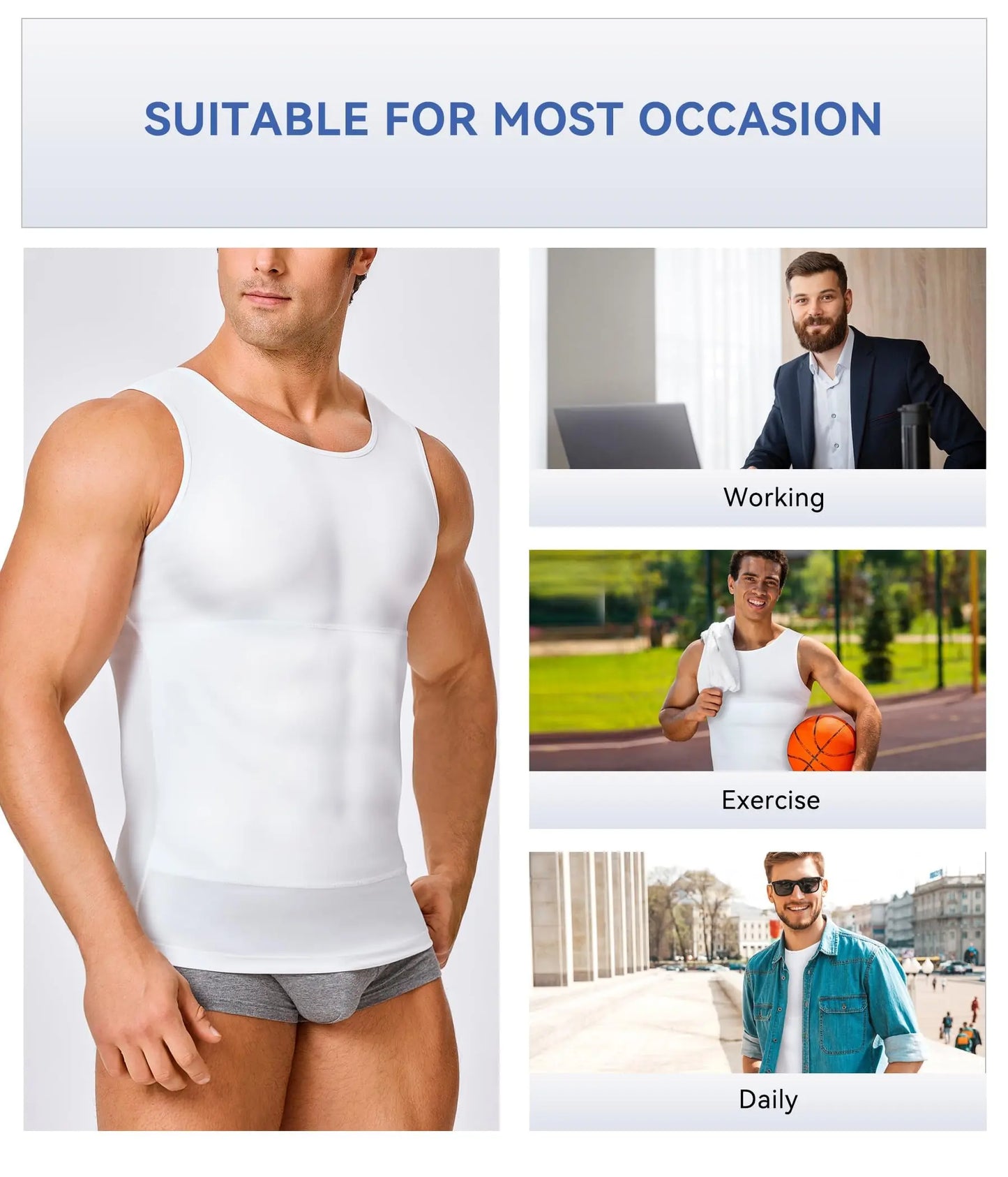 Gotoly Men Compression Shirt Slimming Shapewear Undershirt Body Shaper Vest Abs Workout Hide Chest Tank Top The Champ Gear