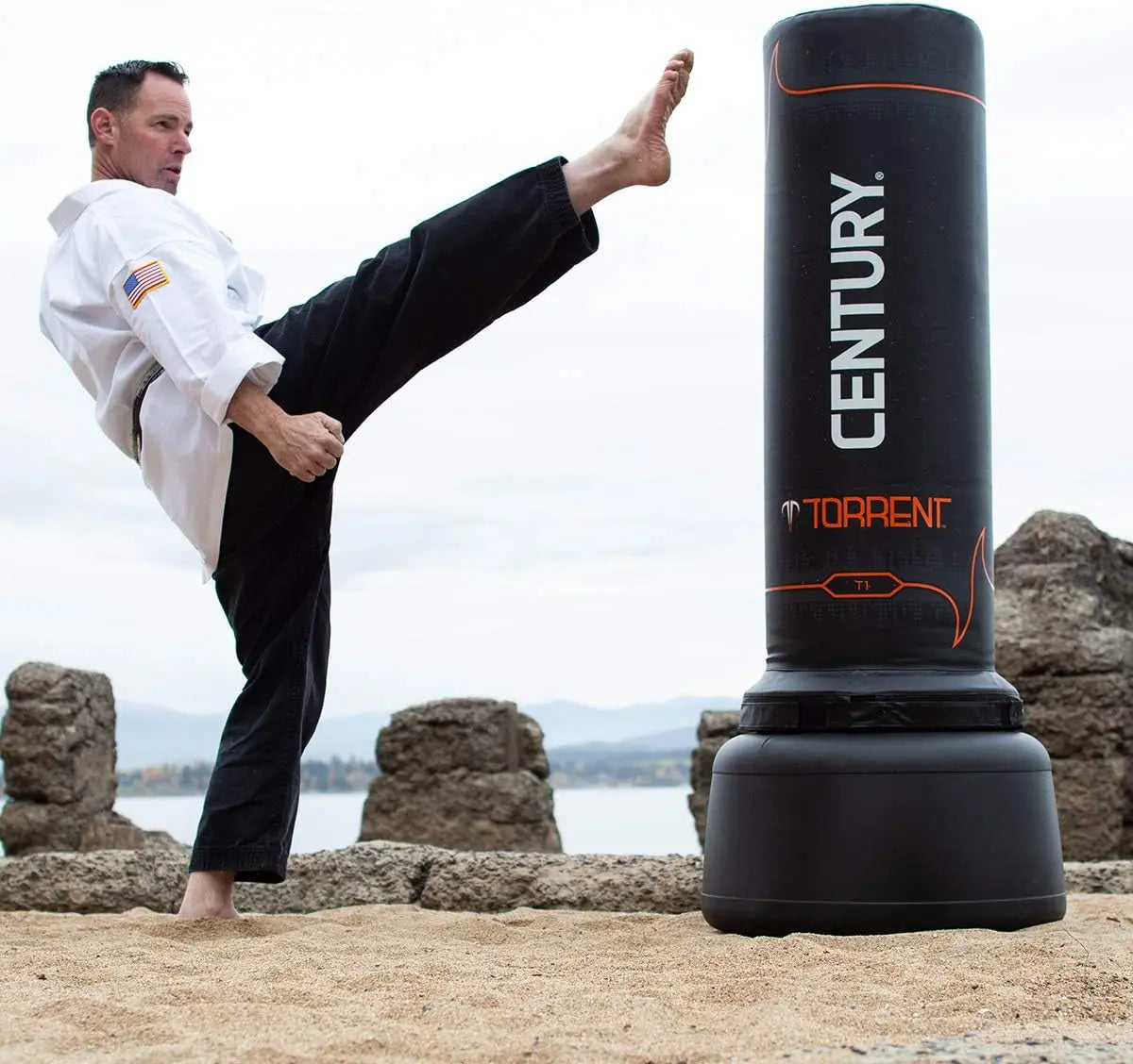 Century Torrent Training Bag, Black Freestanding Punching Bag, Ideal for Martial Arts, Boxing, and Cardio Workouts for Men and Women The Champ Gear