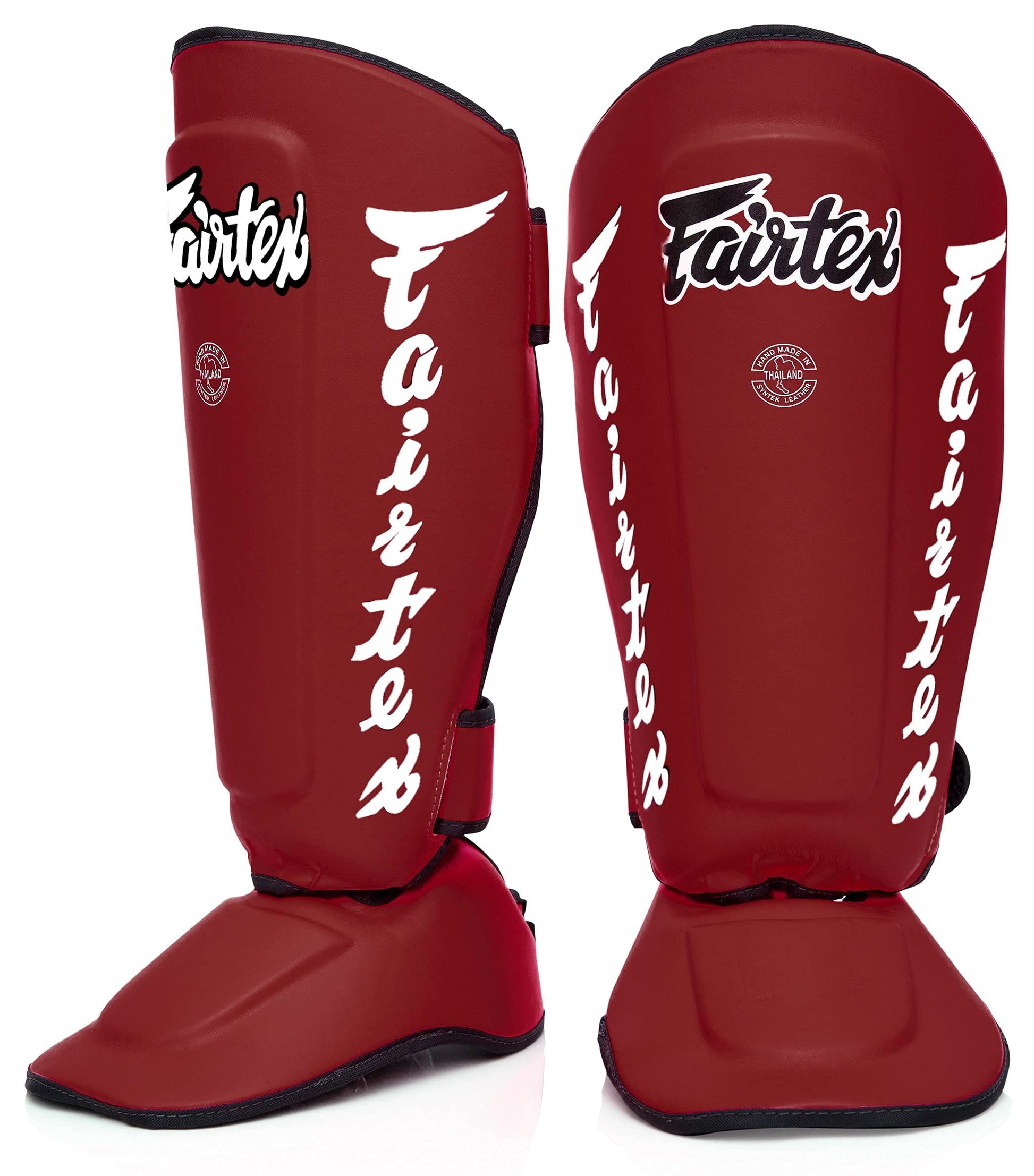 Fairtex SP7 Muay Thai Shin Guards for Men, Women, Kids | Shin Guards Made with Syntek Leather & are Premium, Lightweight & Durable | Detachable shin & Foot Protector The Champ Gear