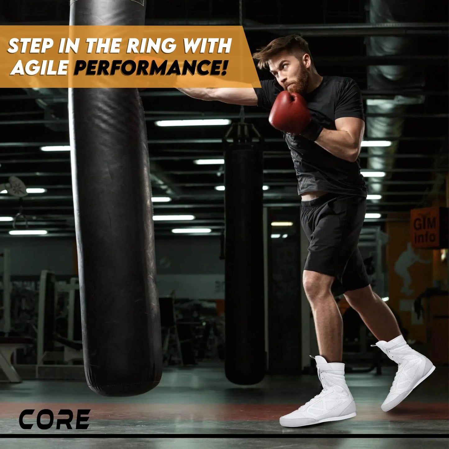 CORE Boxing Shoes White – Lightweight Boxing Shoes for Men & Women - Boxing Training Shoes with High Support – High Traction Boxing Boots The Champ Gear