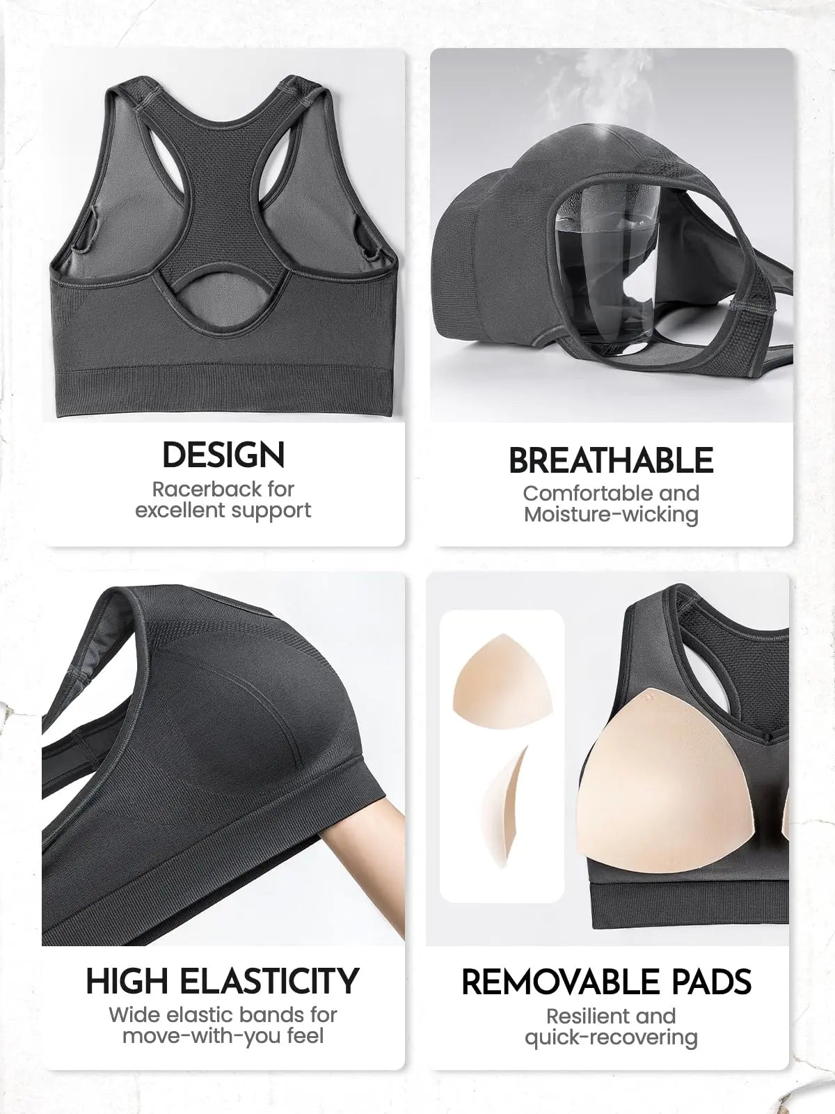 Sports Bras for Women - Padded Seamless Bras for Yoga Gym Workout Fitness - The Champ Gear