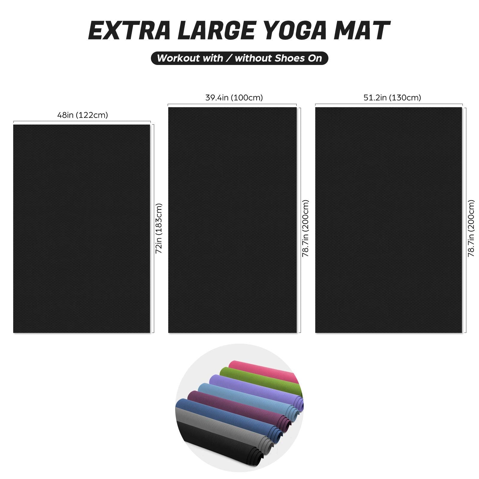 Odoland Large Exercise Mat 72'' x 48'' (6'x4') x6mm for Pilates Stretching Workout Mats for Home Gym Flooring, Extra Thick Non Slip Eco Friendly Yoga Mat with Carry Strap The Champ Gear