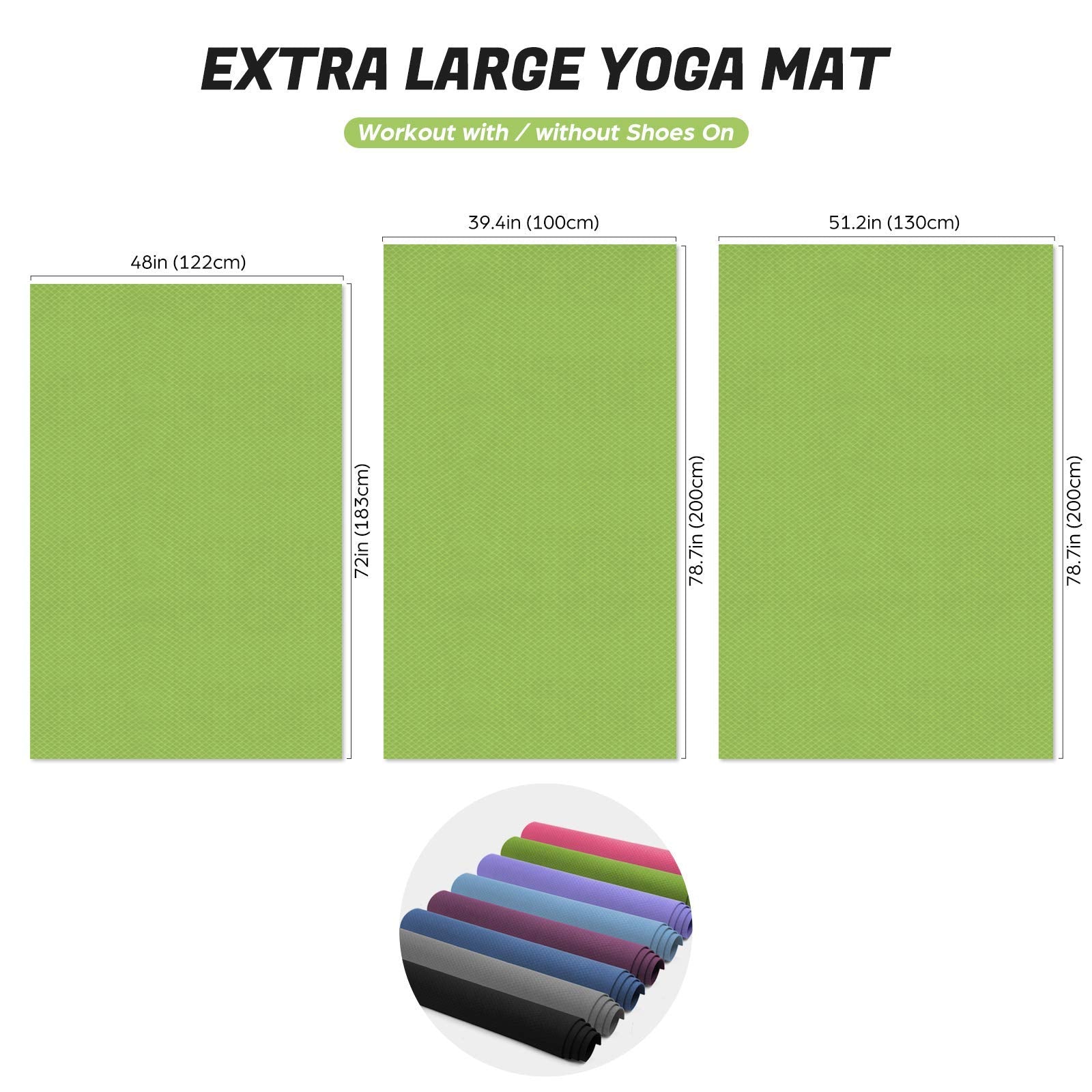 Odoland Large Exercise Mat 72'' x 48'' (6'x4') x6mm for Pilates Stretching Workout Mats for Home Gym Flooring, Extra Thick Non Slip Eco Friendly Yoga Mat with Carry Strap The Champ Gear