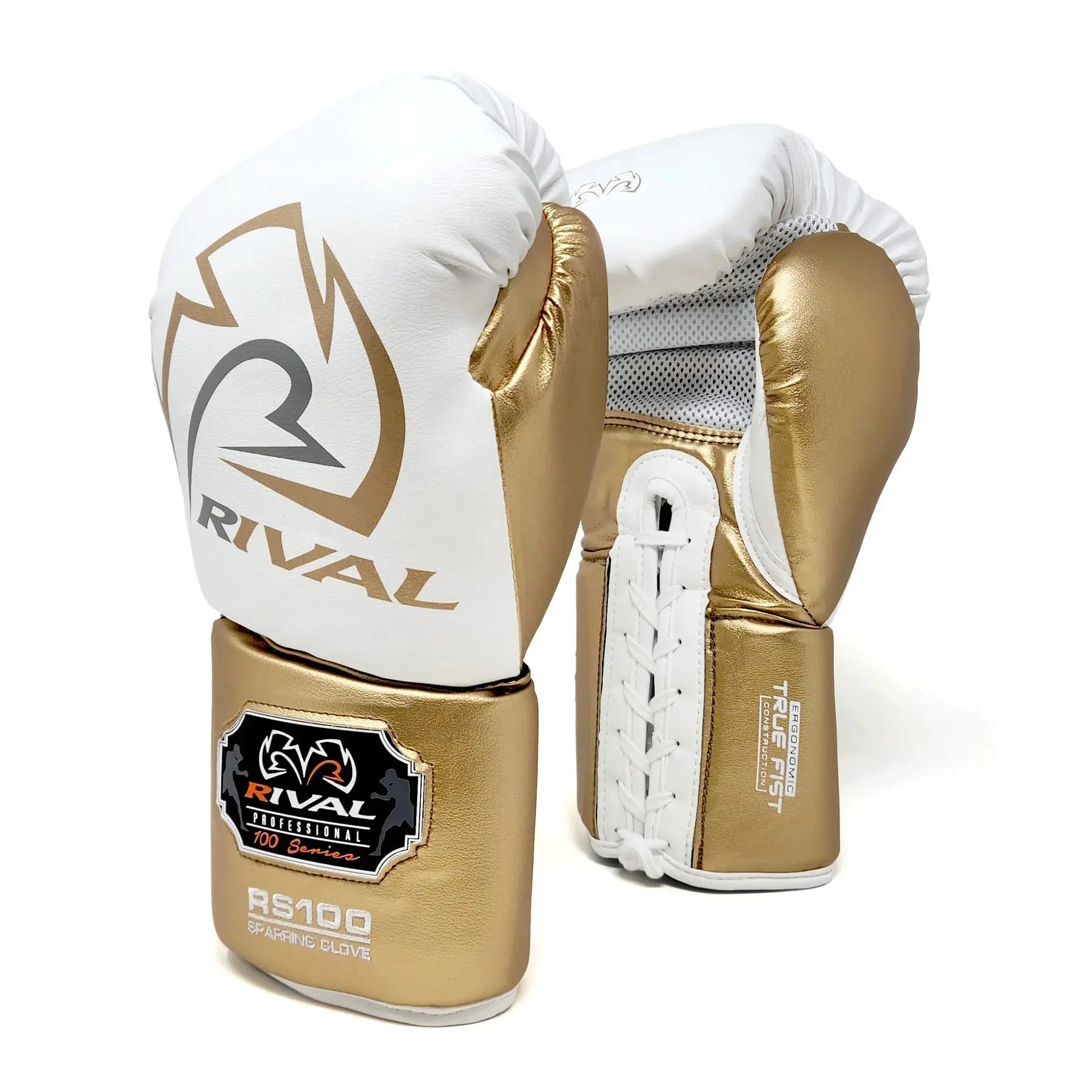 RIVAL Boxing RS100 Professional Lace-Up Sparring Gloves, Handcrafted with Super-Rich Microfiber PU, Ergonomically Designed to Perfectly Fit Your Hand The Champ Gear